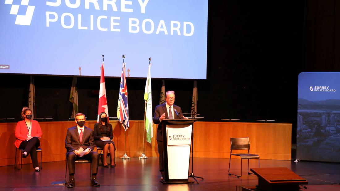 Police Board Announcement - Doug McCallum at the podium